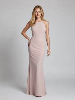 NWT WAYF Mermaid Sleeveless High Neck Blush Pink Cowl Back Maxi Dress Size Small